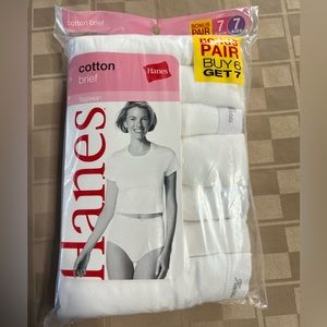 Hanes Cotton Briefs Tagless Panties‎ White Women's Size 7 Large Value Pack NWT